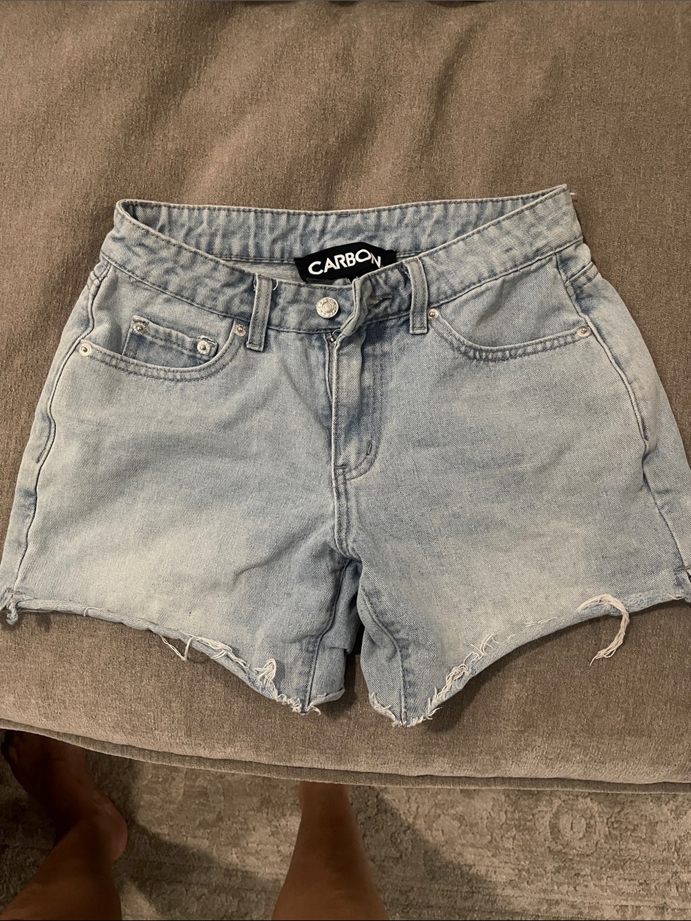 Carbon Light Wash Denim Cutoff Shorts